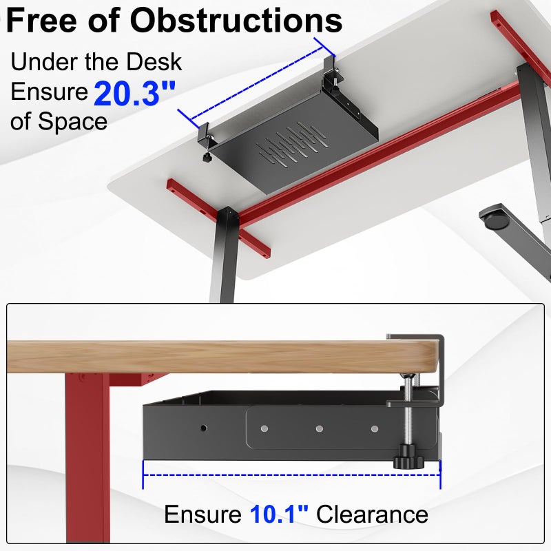 BYMECOST No Drill Under Desk Laptop Mount, Metal Under Desk Storage Shelf with Cable Management, Laptop Storage Tray for MacBook, Keyboard, Mac Mini, Anti-Scratch Silicone, Fits Office, Gaming, Workstations - Image 5