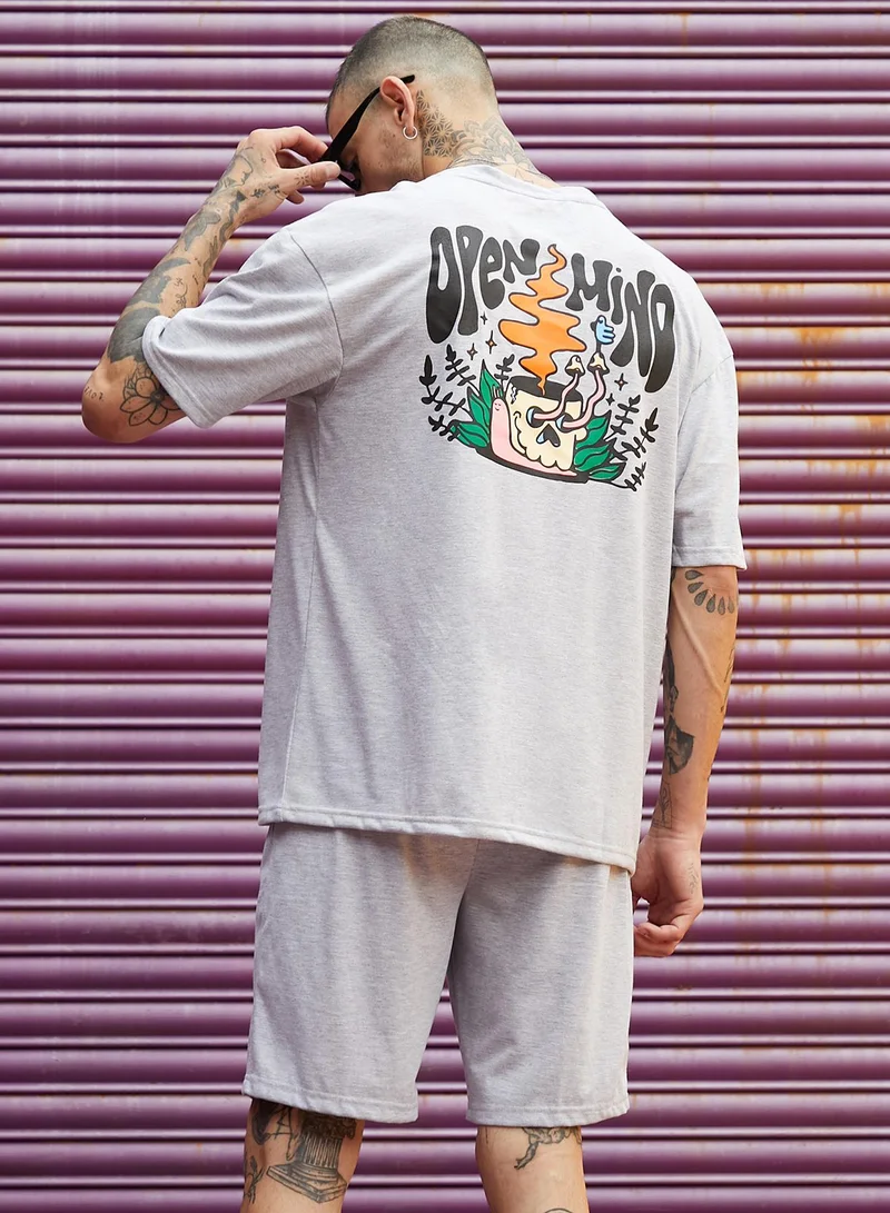 Campus Sutra Men's Grey Burning Rose Co-Ord Set