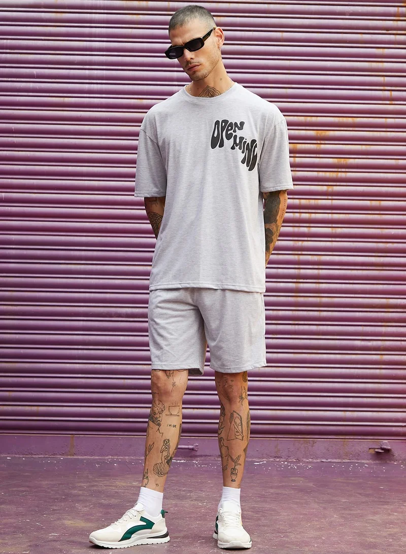 Campus Sutra Men's Grey Burning Rose Co-Ord Set