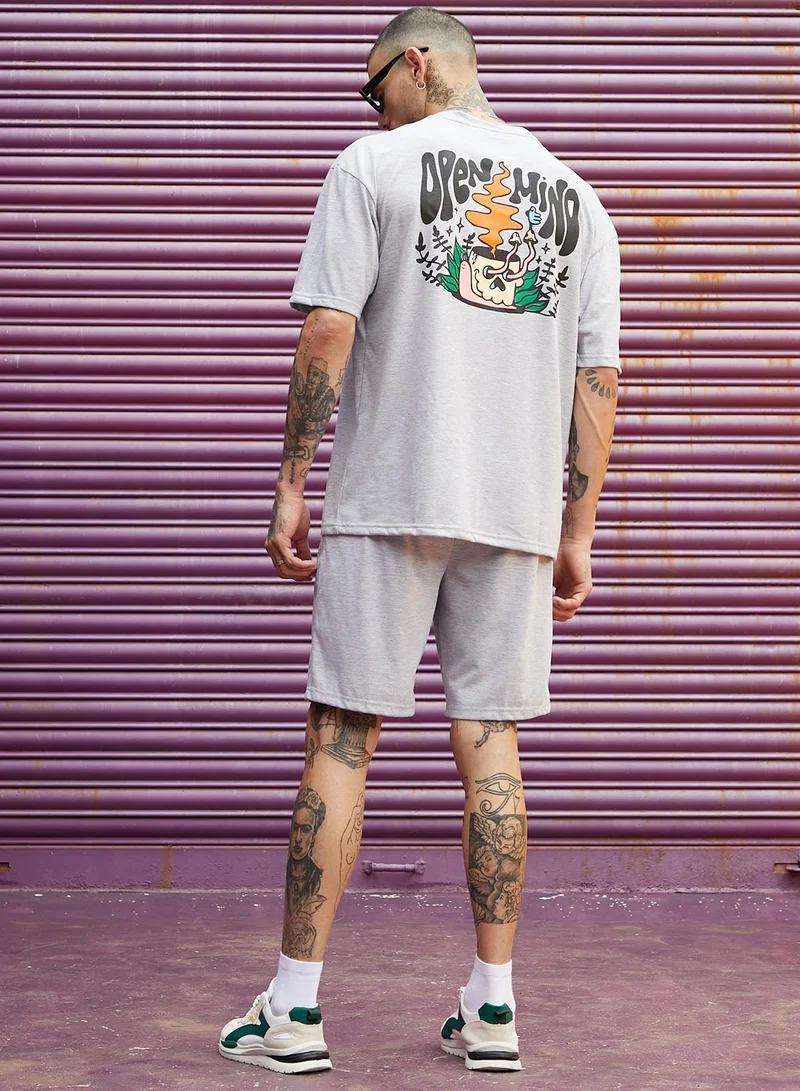 Campus Sutra Men's Grey Burning Rose Co-Ord Set
