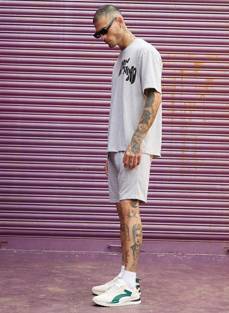 Campus Sutra Men's Grey Burning Rose Co-Ord Set