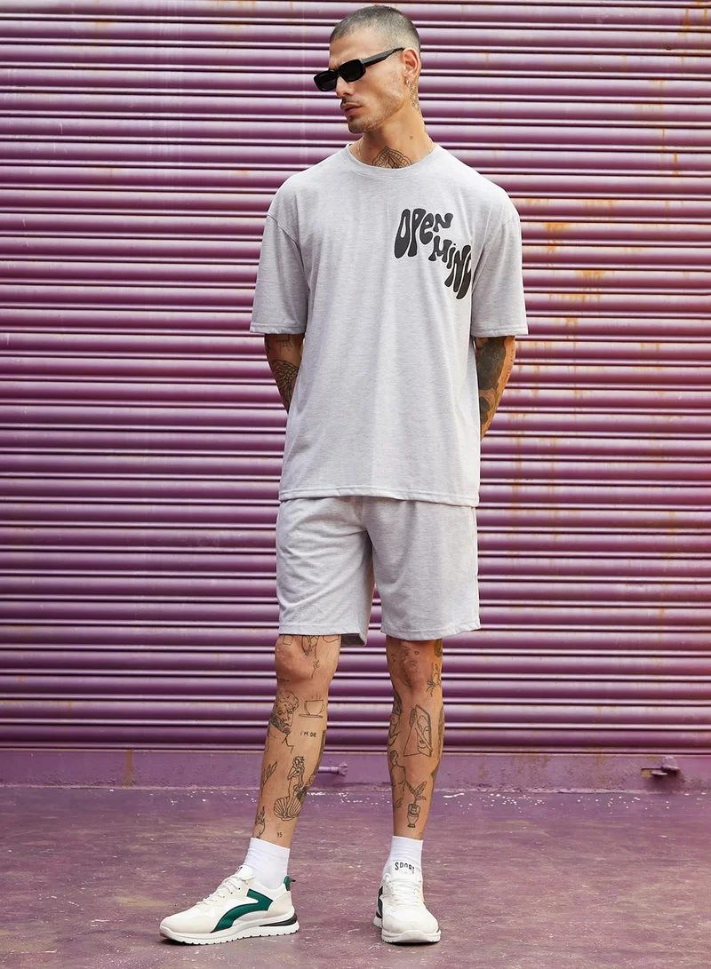 Campus Sutra Men's Grey Burning Rose Co-Ord Set