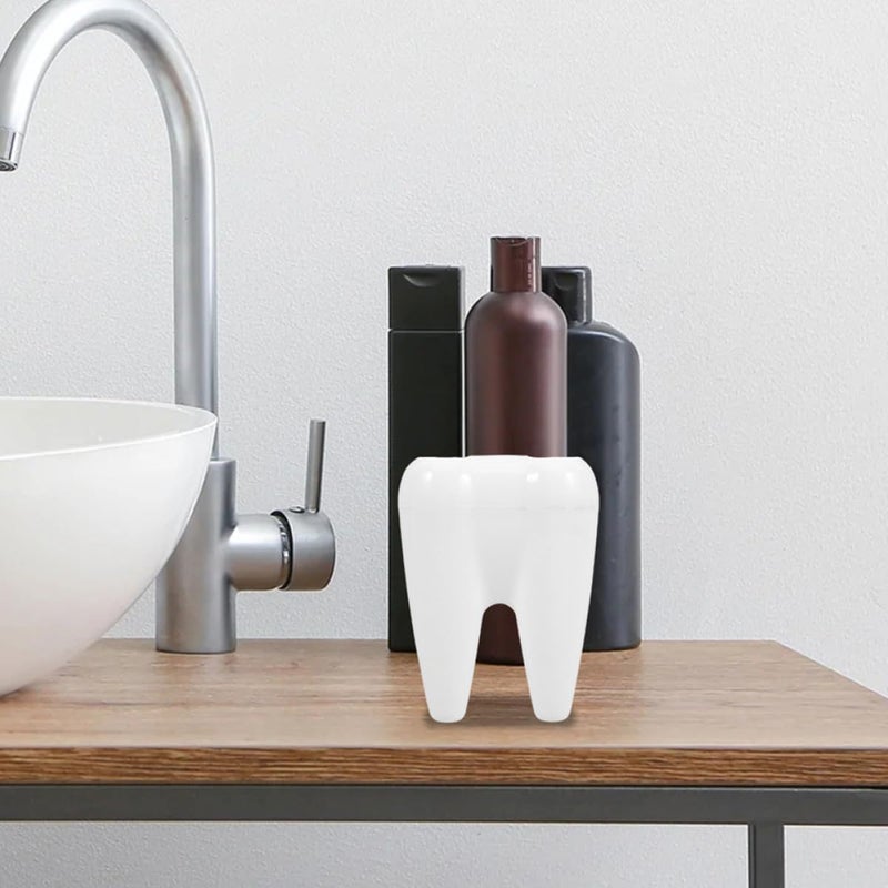 Toothbrush Holder Stand Creative Tooth Shape Design Multi Hole Bathroom Countertop Organizer - Image 5