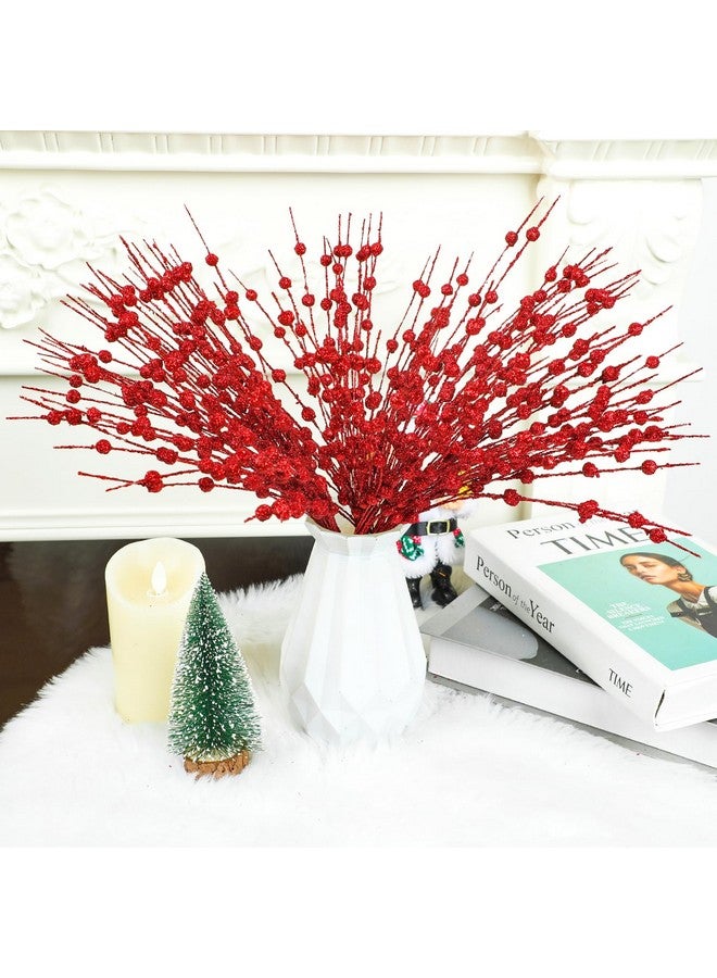 DIYASY DIYASY Red Berry Stems for Christmas Tree Ornaments, 16.2 in Picks and Sprays Artificial Branches Xmas Tree Filler Holiday Wreath Garland Decorations Home Décor  - Image 5