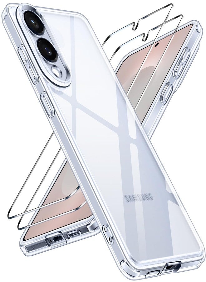 إيفولير جراب إيفولر لهاتف سامسونج جالاكسي إس 25 إيدج، مزود بقطعتين من الزجاج المقوى، [مضاد للاصفرار] [حماية عسكرية] غطاء حماية شفاف مقاوم للصدمات والخدوش - Image 1