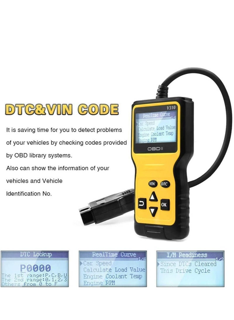 Car Trouble Code Reader OBD2 Scanner Engine Diagnostics V310 Car Code Reader and Vehicle Car Engine Trouble Diagnostic Code Scanner Tool for All Cars