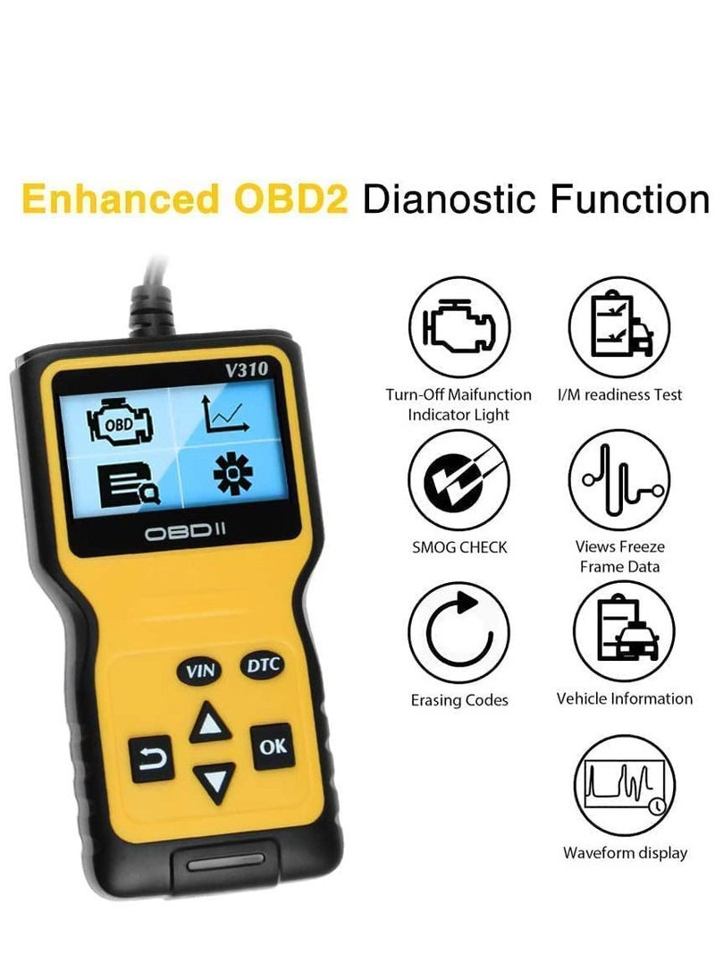 Car Trouble Code Reader OBD2 Scanner Engine Diagnostics V310 Car Code Reader and Vehicle Car Engine Trouble Diagnostic Code Scanner Tool for All Cars