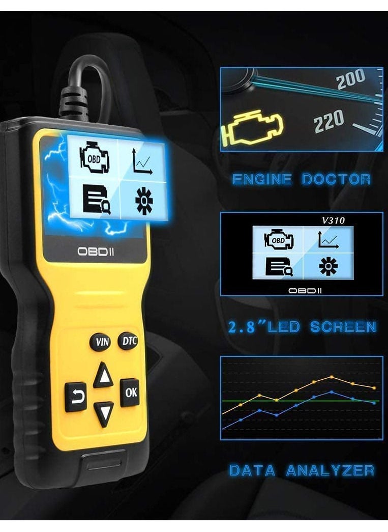 Car Trouble Code Reader OBD2 Scanner Engine Diagnostics V310 Car Code Reader and Vehicle Car Engine Trouble Diagnostic Code Scanner Tool for All Cars
