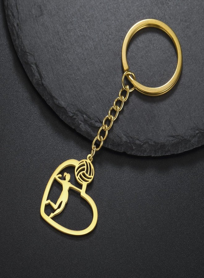 TEAMER Heart Volleyball Spike Player Keychain Dainty Volleyball Sport Ball Jewelry For Team Athlete Coach Volleyball Lovers (Volleyball Spike Player - Gold) - Image 4