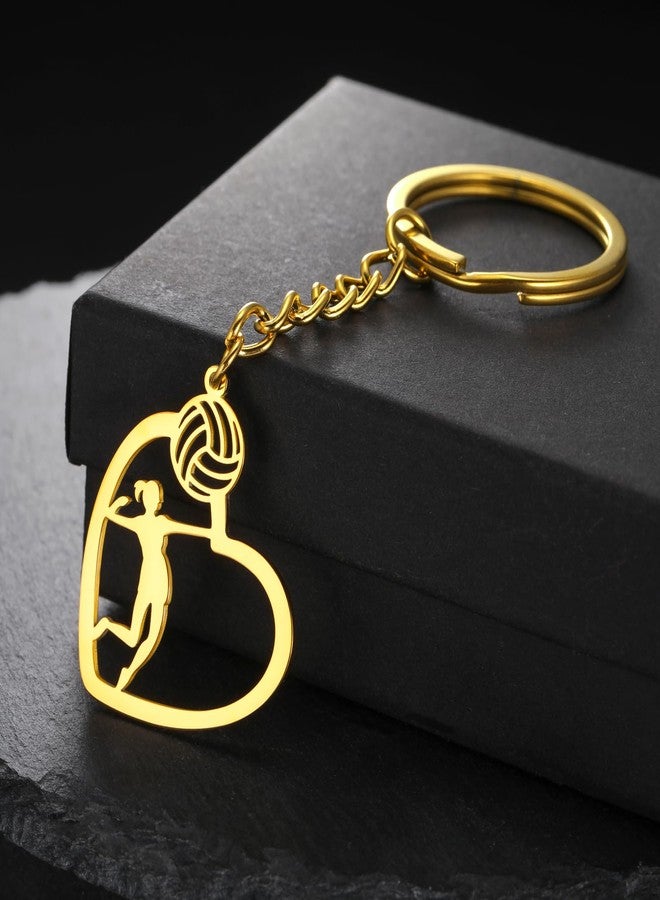 TEAMER Heart Volleyball Spike Player Keychain Dainty Volleyball Sport Ball Jewelry For Team Athlete Coach Volleyball Lovers (Volleyball Spike Player - Gold) - Image 3