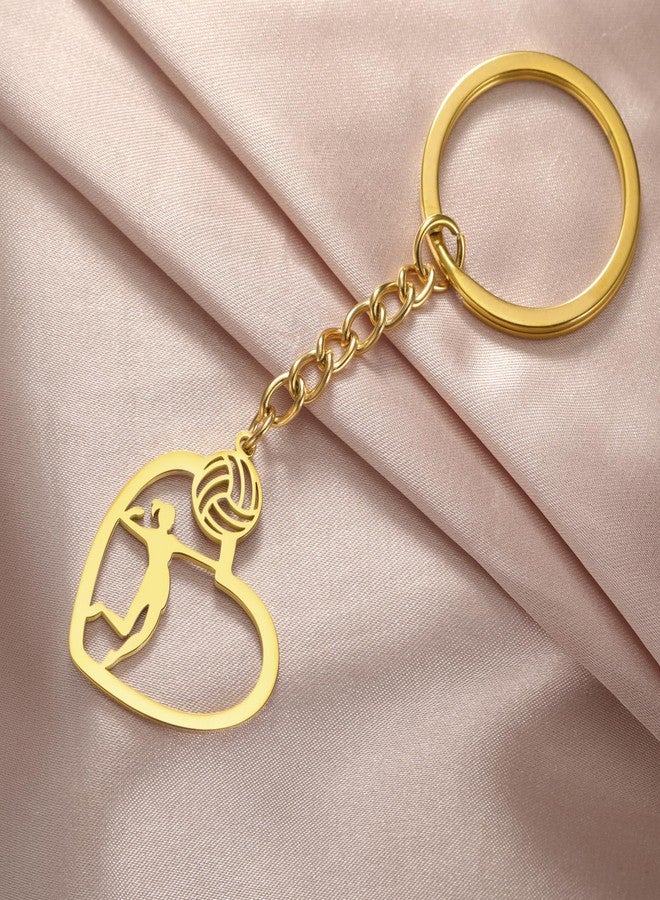 TEAMER Heart Volleyball Spike Player Keychain Dainty Volleyball Sport Ball Jewelry For Team Athlete Coach Volleyball Lovers (Volleyball Spike Player - Gold) - Image 5