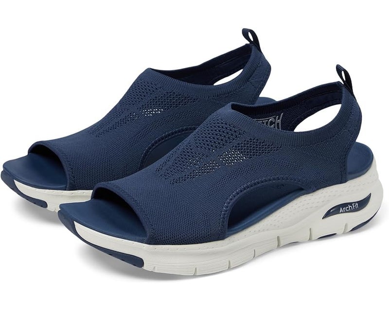Skechers Women's Arch Fit - City Catch Womens Knit Slip-On Sandals, Navy, 9 - Image 3