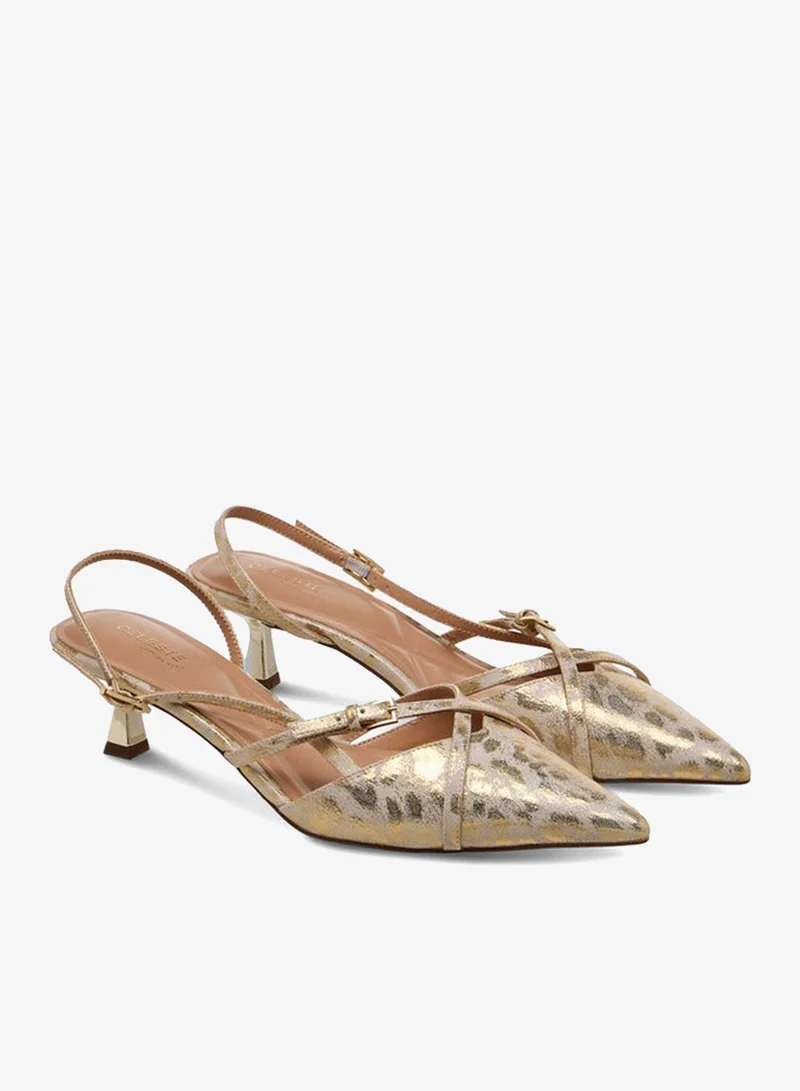 Celeste Women Cross Strap Kitten Heel Shoes Ramadan Collection