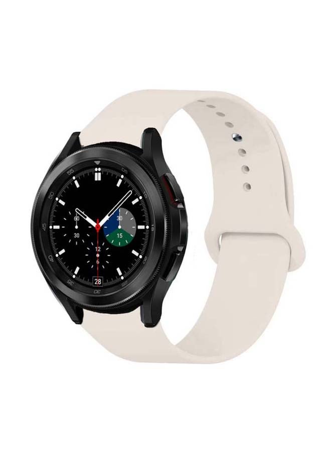 Perfii Solid Silicone Replacement Band for Samsung Galaxy Watch4 42/46mm White - Image 2