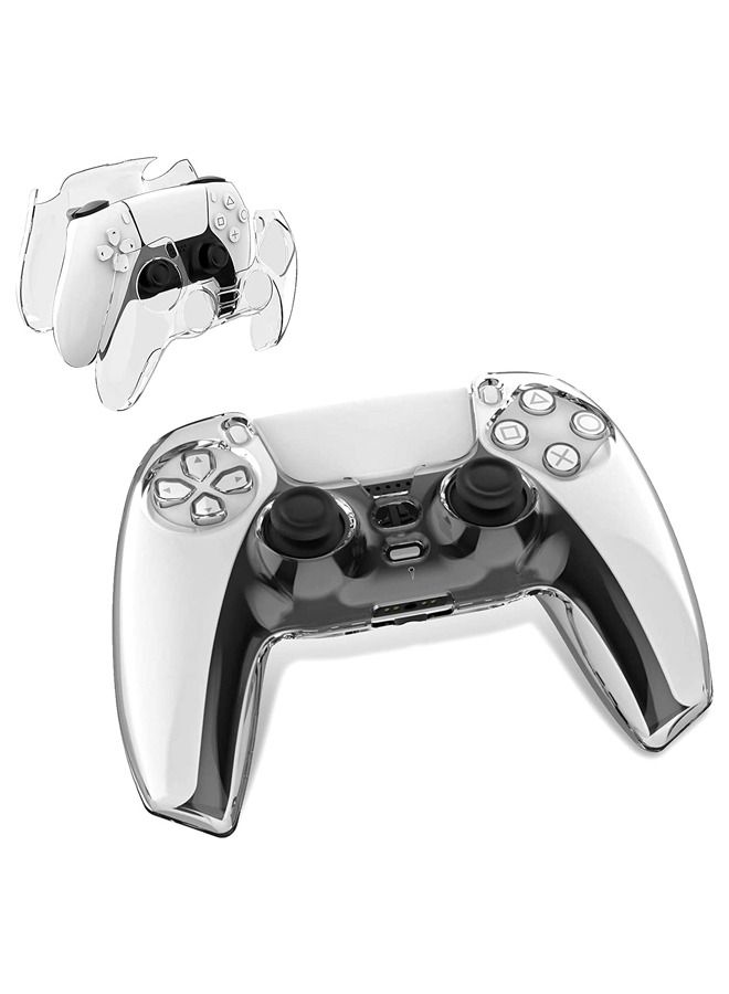 Transparent Crystal Protective Case Cover for PS5 Controller,PC Hard Non-Slip No Interference Skin Protector Case Full Protection Cover for PlayStation 5 DualSense Wireless Controller(Clear)