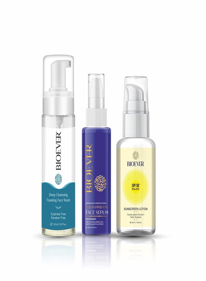 Bioever Face Wash 150ML And Face Serum 30ML And Sunscreen 50ML - Combo |Apple Cider Vinegar & Salicylic Acid 1% Blend|Cica,zinc PCA & Hyaluronic Acid for Clear|SPF 50 PA+++ |UV-A & UV-B High Protection - Image 1