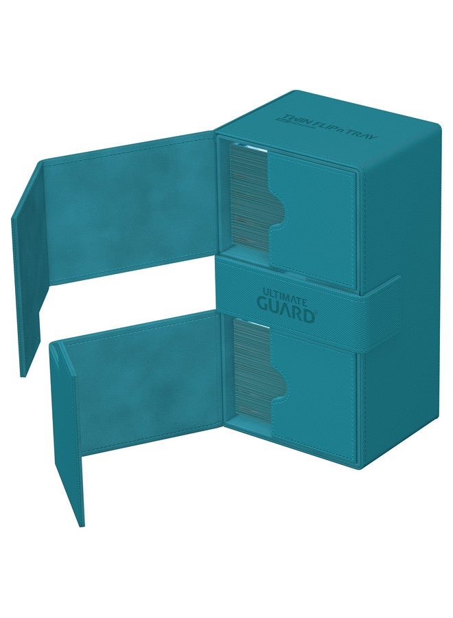 Ultimate Guard Twin Flip'n'Tray 200+, Deck Case for 200 Double-Sleeved TCG Cards + Dice Tray, Petrol, Independent Magnetic Closure & Microfiber Inner Lining - Image 4