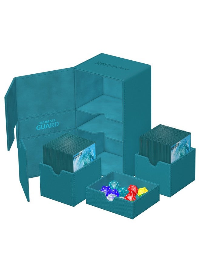 Ultimate Guard Twin Flip'n'Tray 200+, Deck Case for 200 Double-Sleeved TCG Cards + Dice Tray, Petrol, Independent Magnetic Closure & Microfiber Inner Lining - Image 5