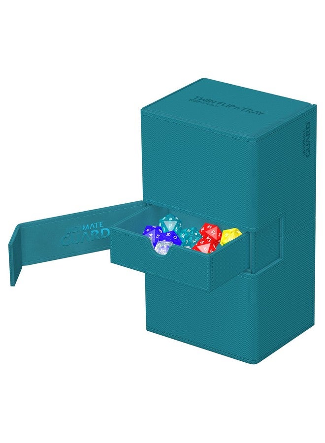 Ultimate Guard Twin Flip'n'Tray 200+, Deck Case for 200 Double-Sleeved TCG Cards + Dice Tray, Petrol, Independent Magnetic Closure & Microfiber Inner Lining - Image 3