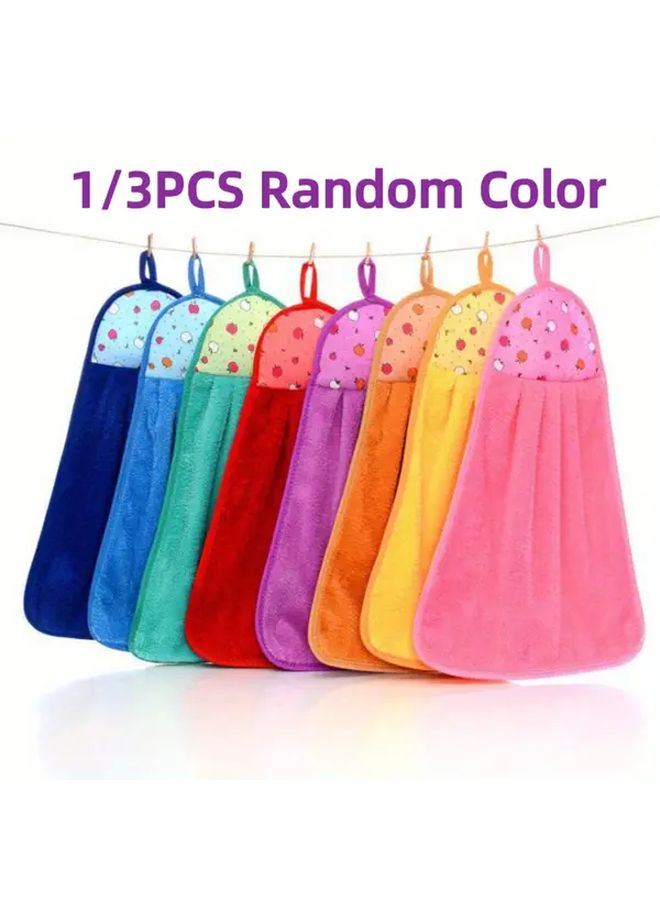 1 3 Pack Fruit Shaped Hand Towels Soft Coral Flock Quick Dry Absorbent Kitchen And Bath Towels With Hanging Loop Random Color Multicolor Patterns For Home Decor - Image 1