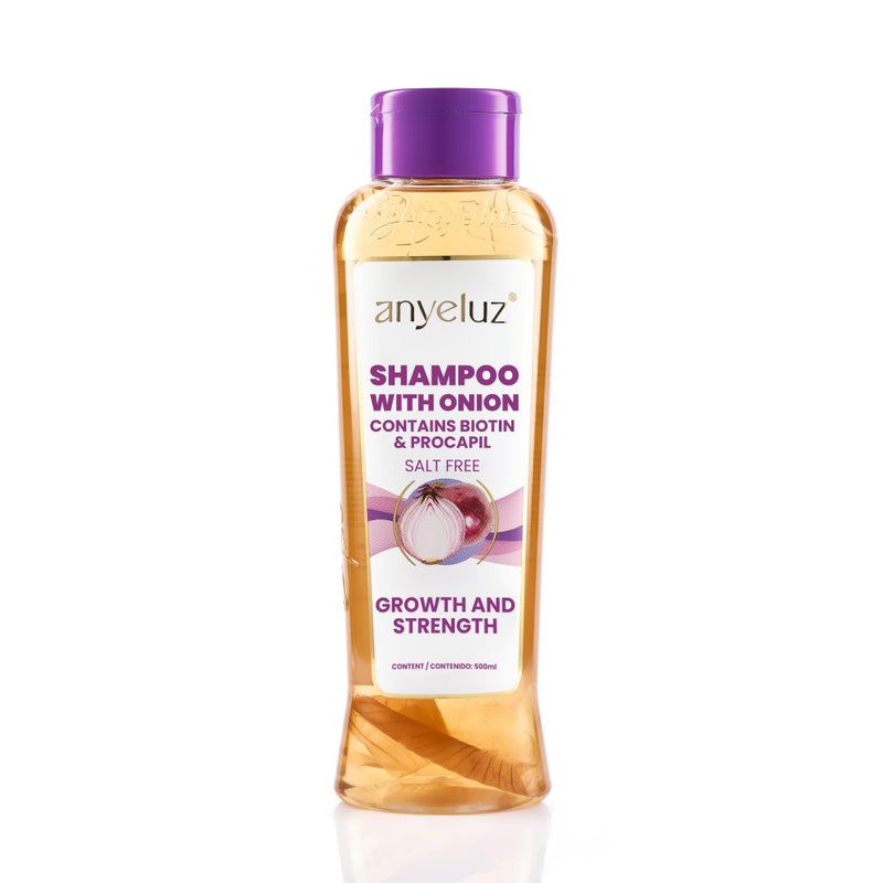 ANYELUZ Onion Shampoo, Cleanses and Reduces Oiliness, Provides Shine and Ideal for all Hair Types, Contains Natural Extracts, Salt and Paraben Free - Image 1