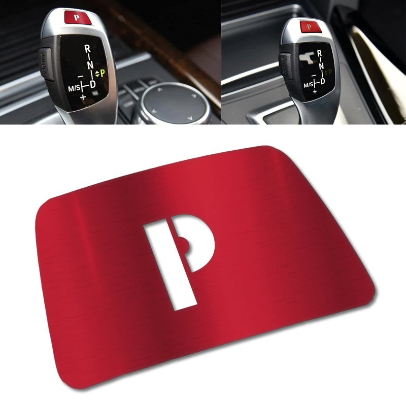 x xotic tech Gear Shift Knob P Parking Button Cover Trim Compatible with BMW 1 2 3 4 5 7 X3 X5 X6 Series Red Style A