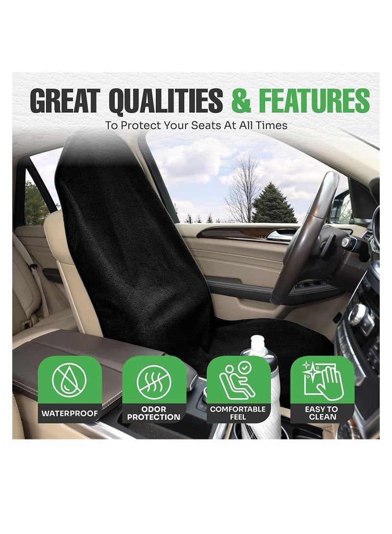 Waterproof Sweat Towel Car Seat Cover for Post Gym Workout, Running, Swimming, Beach and Hiking, Universal Fit Anti-Slip Bucket Seat Protector for Cars, SUVs and Trucks, Machine Washable - Image 2