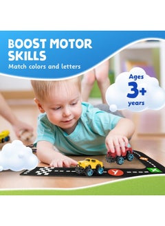 Skoolzy 26 Cars Abc Alphabet Learning Toys With 15 Piece Felt Track, Manipulatives For Preschoolers, Educational Toys, Car Toys For Kids, Sensory Activities For Toddlers, Classroom Must Haves  - Image 3