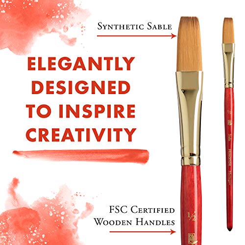 Princeton Heritage, Series 4050, Synthetic Sable Paint Brush for Watercolor, Stroke, 1/2 Inch - Image 4