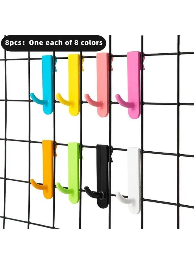 Multicolor 8 Grid Plastic Hooks Wall Mounted Organizer For Keys Hats Bags Accessories - Image 1