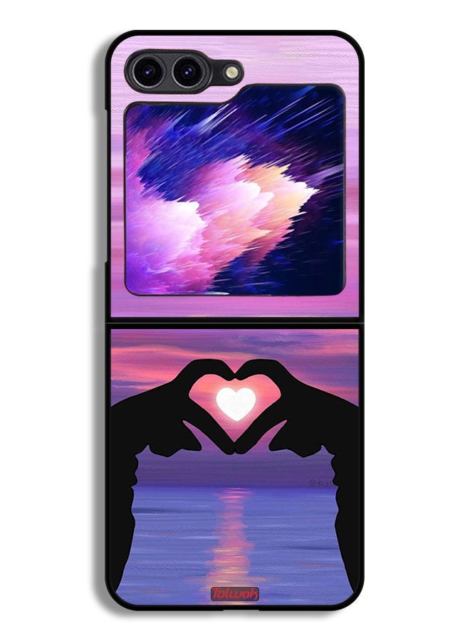 Tolwak Samsung Galaxy Z Flip6 Protective Case Cover Heart Moon - Image 1