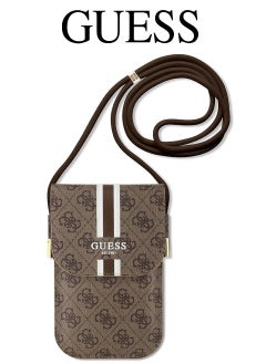 جس حقيبة حافظة جانبية صغيرة وبحزام طويل، مصنوعة من الجلد الفاخر  بصميم أصلي من براند  GUESS العالمي في فرنسا. باللون البني  - Image 1