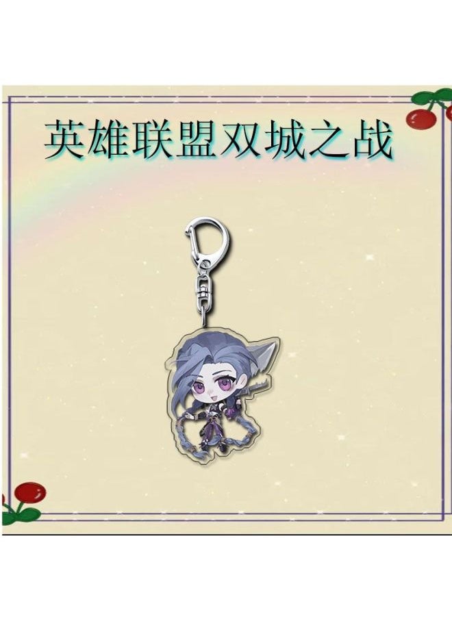 Generic - Arcane Anime Keychain Women League of Legends Acrylic Key Chain Man Funny Key Ring Pendant Ornament Accessories Friend Gift-Color:3 - Image 1