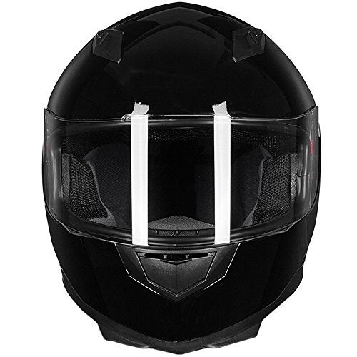 ILM Full Face Motorcycle Street Bike Helmet with Removable Winter Neck Scarf + 2 Visors DOT Model-JK313 (M, Gloss Black) - Image 2