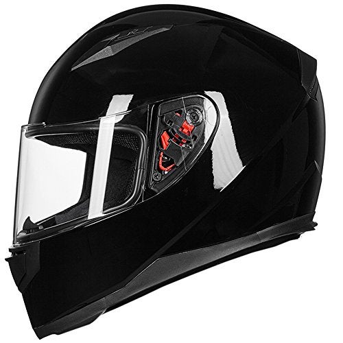 ILM Full Face Motorcycle Street Bike Helmet with Removable Winter Neck Scarf + 2 Visors DOT Model-JK313 (M, Gloss Black) - Image 3