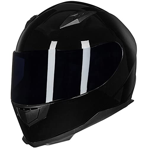 ILM Full Face Motorcycle Street Bike Helmet with Removable Winter Neck Scarf + 2 Visors DOT Model-JK313 (M, Gloss Black) - Image 5