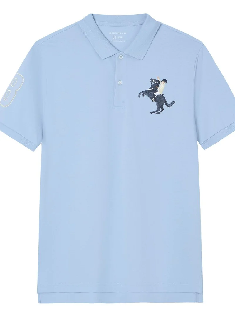 Giordano Men’s Slim Fit Napoleon Embroidery Lycra Pique Polo