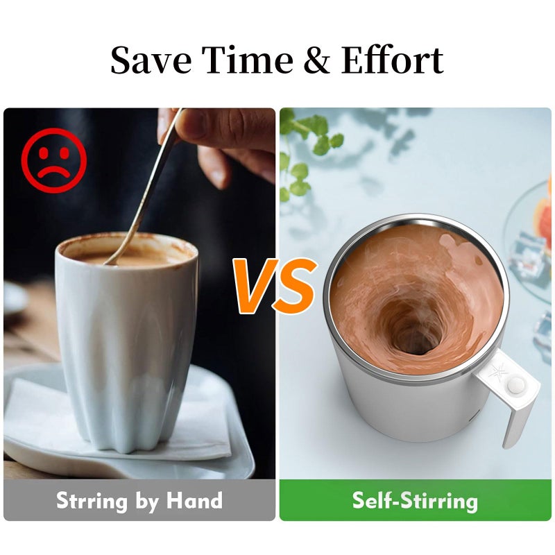 FOXNSK Self Stirring Mug, Self Stirring Coffee Mug Magnetic Stirring Mug Electric Magnetic Stirring Coffee Mug Rechargeable Self Stirring Mug Suitable for Coffee/Milk/Protein Powder (White) - Image 2