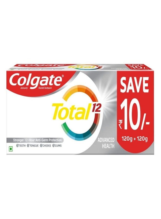 Colgate Total Whole Mouth Health, Antibacterial Cavity Protection Toothpaste, 120gm + 120gm (Advanced Health, Saver Pack)