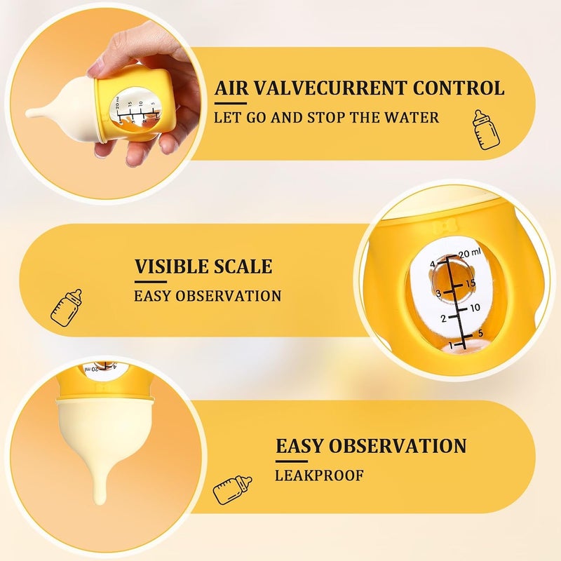 KASTWAVE Pet Nursing Bottle, Soft Silicone Feeder for Puppies Kittens, 20ml Small Animal Feeding Bottle, Newborn Pet Care Supplies, Yellow Baby Animal Milk Bottles - Image 2