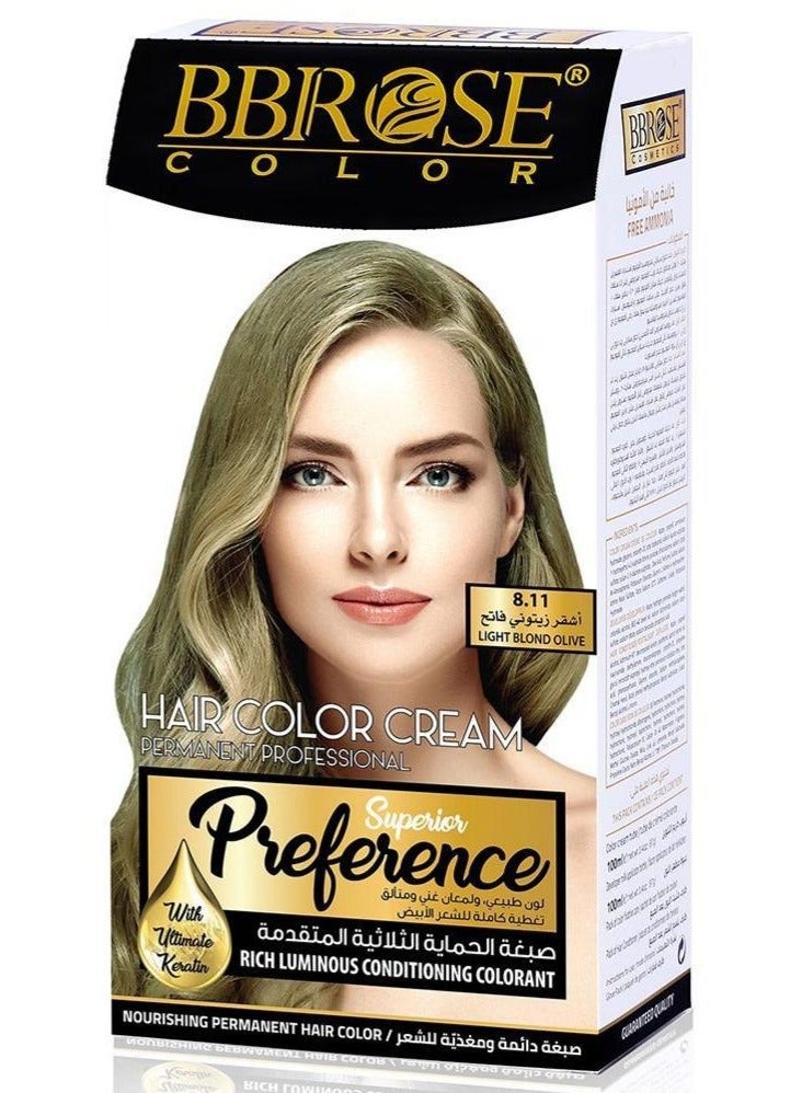 BBROSE Trendy Hair Color Cream for Modern and Confident Style Light Blond Olive 8.11 100ml - Image 1