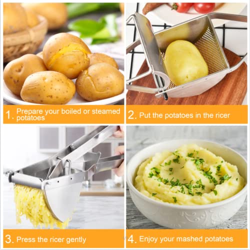 CUGLB Potato Ricer, CUGLB Stainless Steel Professional Ricer for Mashed Vegetables and Kitchen Tool, Mash Potato Masher for Creamy Mashed Vegetables - Image 2