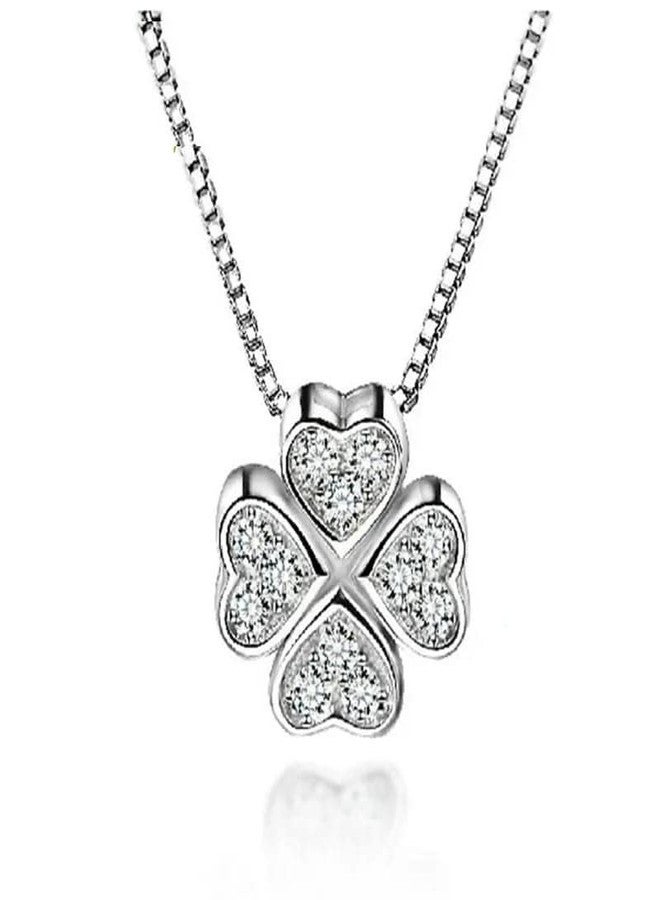 Vientiq Silver-Plated Heart Magnetic CubiC Zirconia Pendant Necklace - Image 1