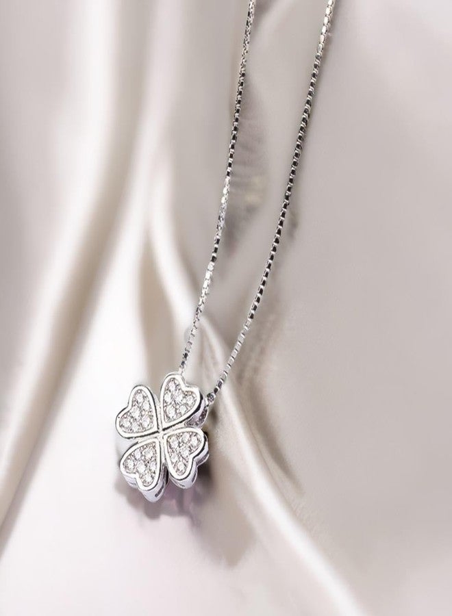 Vientiq Silver-Plated Heart Magnetic CubiC Zirconia Pendant Necklace - Image 5