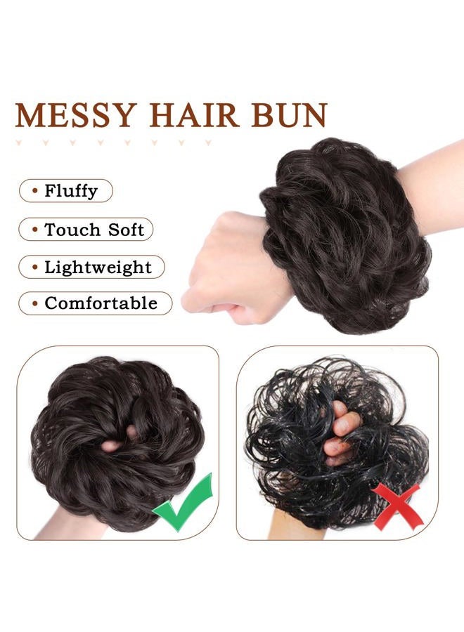 MORICA (4 (Darkest Brown Tend to Black)) - 1PCS Messy Hair Bun Hair Scrunchies Extension Curly Wavy Messy Synthetic Chignon for women Updo Hairpiece(Colour:4 ) - Image 4