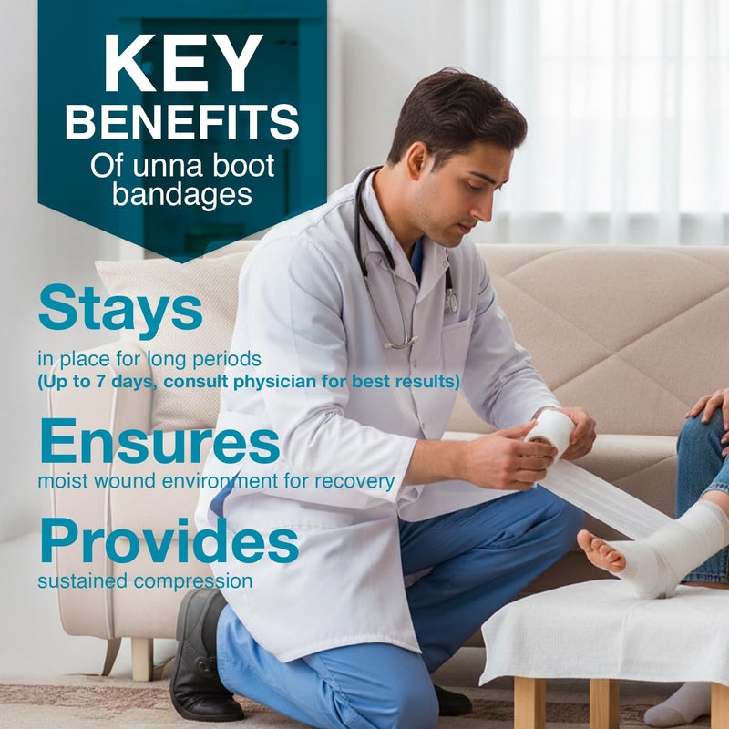 Dynarex 3453 Unna Boot Bandage, Individually Packaged, Provides Customized Compression, With Zinc Oxide, Soft Cast, 3" x 10 Yard, Pack of 12 - Image 4