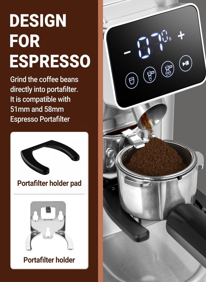 AMZCHEF Coffee Grinder, Coffee Bean Grinder for Home Use with Precise Grinding, LED Control Panel, Detachable Funnel Stand, Anti-static Design, 48 Grind Settings, Silver - Image 2