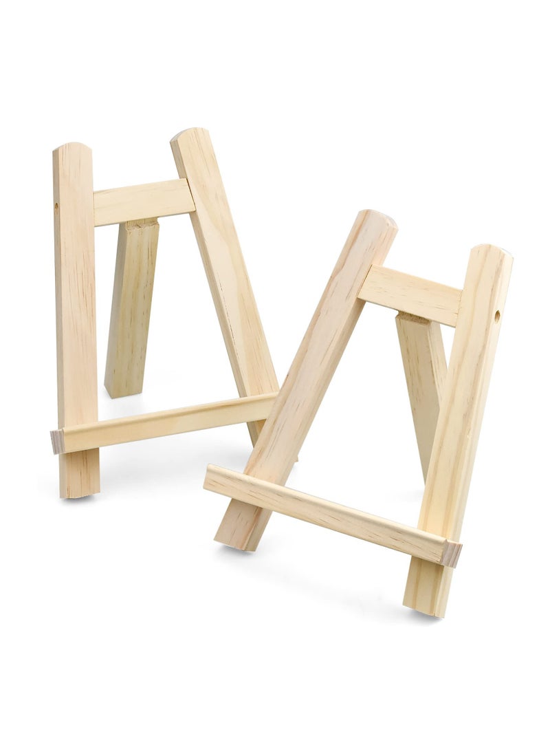 SYOSI - 2 Pcs Wooden Mini Easel Stand Small Triangle Tabletop Display Stand Artist Painting Holder A Frame Easel for Displaying Wedding Business Card Children Drawing Photos Numbering Calendar - Image 1