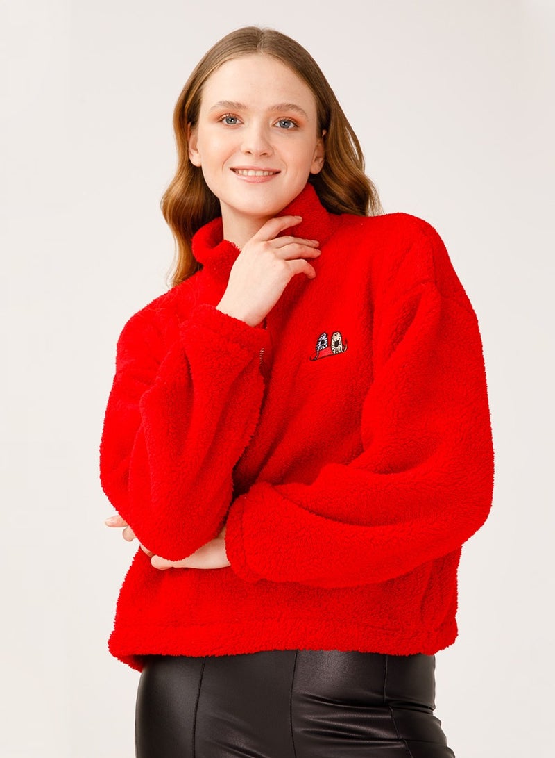 Biggdesign Women's Fleece Jacket, Quarter Zip, Classic Fit, Long Sleeve, Super Soft, Lightweight, Cute, Warm, Women’s Fleece Pullover, For Spring and Winter , Size M  - Image 1
