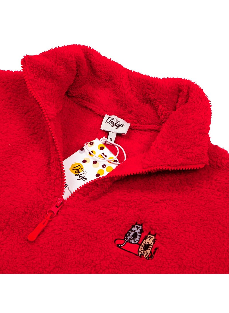 Biggdesign Women's Fleece Jacket, Quarter Zip, Classic Fit, Long Sleeve, Super Soft, Lightweight, Cute, Warm, Women’s Fleece Pullover, For Spring and Winter , Size M  - Image 3